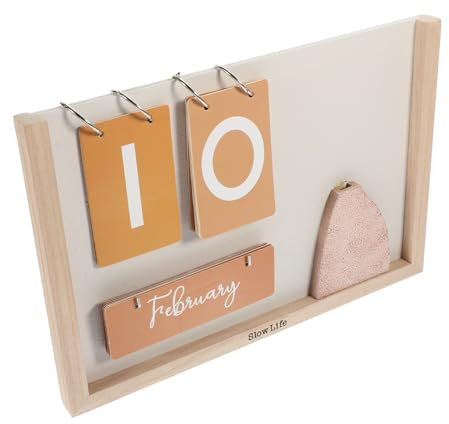 FUNOMOCYA Holz Tischkalender Wiederverwendbarer Schreibtischkalender Rustikale Desktop-dekoration Kompakt Für Büro Zuhause Minimalistisches Design Mit Ringmechanismus