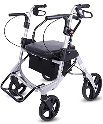 Rehabilitation Walking Walker, Klappbar Lauflernhilfe mit Sitz & Tasche, 4 Rad Rollator mit Sitztasche Walker Einkaufswagen - Mobilitätshilfe für Erwachsene, Senioren, Ältere Wal (kleines Rad) Stern