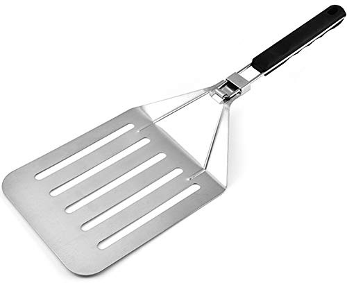CCKUYT Pelle à Pizza en Acier Inoxydable avec poignée Pliante pour Cuisine intérieure/extérieure, Gril pour la Cuisson du Pain à Pizza, 1 pièce (1 pièce)