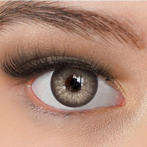 Kontaktlinsen farbig ohne Stärke braun | farbige braune Jahreslinsen | weiche Linsen | 2 Stück Farblinsen + Linsenbehälter | 0.0 Dioptrien | natürliche Farben | Charmiga Milano Brown