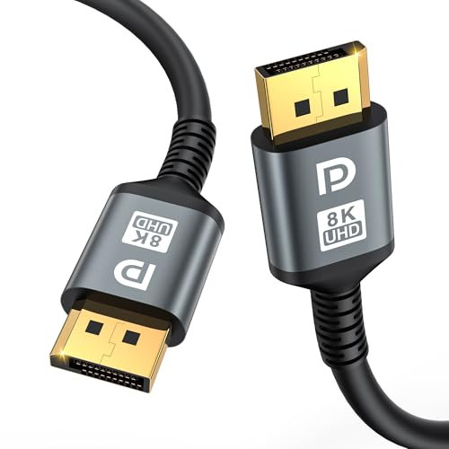 jojobnj Cable DisplayPort 2.1 7M [16K@60Hz, 8K@120Hz, 4K@240Hz, 40Gbps] - Cable DP a DP Chapado en Oro para Monitores Gaming, PC - Compatible con HDR, HDCP, FreeSync, G-Sync, RTX 4090, 7900XTX