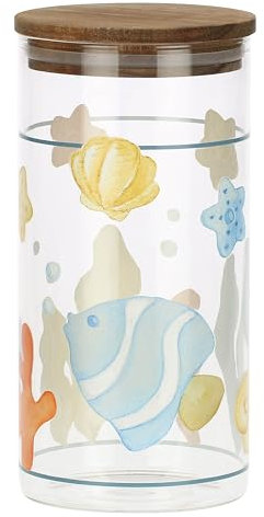 THUN, Barattolo in Vetro, Versione Grande, Contenitori per Alimenti, Linea Mare da Amare, Ø 10 cm, 15 cm, 900 ml di Capienza