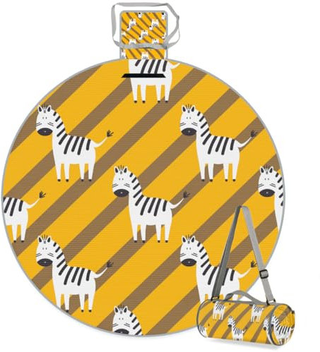 TropicalLife Niedliche Zebra-Picknickdecke, wasserdicht, faltbar, für drinnen und draußen, Matte für Strand, Camping, Park, Familientreffen