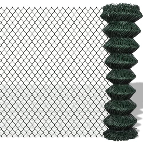 Juroupi Chain Link Fence Steel 1,5x25 m Green,Chain Link Fence,Garden Fencing,Chain Link Fencing,Garden Fencing Barrier-140351