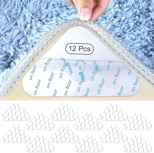 FANWINKJ 12 alfombrillas antideslizantes para alfombras, 11,5 x 9 x 6,2 cm, lavables y reutilizables, para todo tipo y tamaño de cojines, alfombras (blanco)