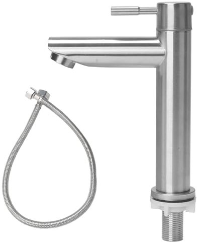 Minnhua Rubinetto Solo Acqua Fredda Acciaio Inossidabile, Rubinetto per Acqua Fredda con Tubo Flessibile, Miscelatore Lavabo Bagno, Rubinetto Bagno Lavabo Toilette, Cucina (Uscita Dritto)