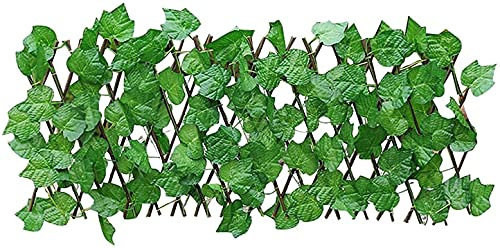 Treillis de jardin en bois avec imitation de feuilles artificielles - Clôture en bois rétractable et extensible pour clôture de jardin
