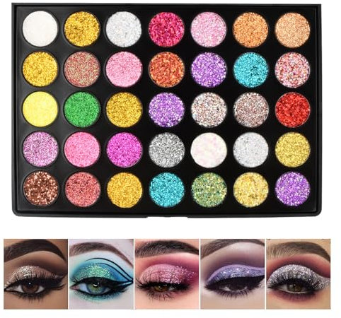 Ultra Colorati Palette di Ombretti a 35 Colori, Glitter Tavolozza di Trucco Make up Professionali, Eyeshadow Palette di Occhi Degli Altamente Pigmentata, Metallo Nudo a Lunga Durata Impermeabile