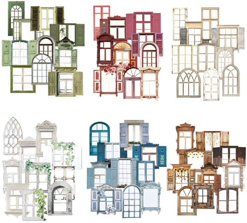 HICOHAND Retro-Fensterrahmen-Aufkleber, Vintage-Stil, PET, wasserdicht, für Scrapbooking, Tagebuch, Kartenherstellung, DIY, Kunst, Handwerk, 120 Stück