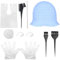 LUMOOM 11 fundas de silicona para mechas reutilizables, juego de mechas con aguja y agujeros, gorro para mechones con 3 pinceles, para peluquería y familias (azul)