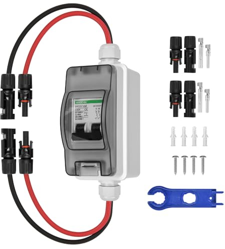 SROCHN Leistungsschalter PV DC, 2P 32A 1000V Trennschalter PV Anlage mit Solar-Steckerkabel IP65 Wasserdicht Trennschalter für Solar PV Anlage