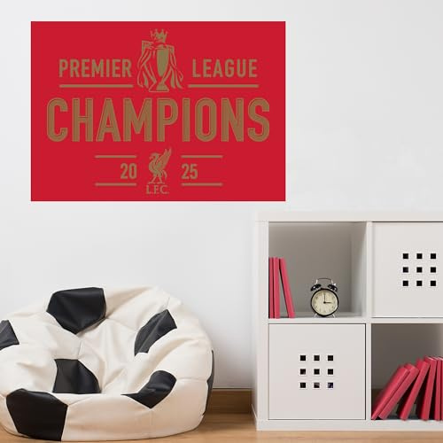 Liverpool FC Wall Sticker - Premier League Champions 2025 Wall Decal (60cm width x 45cm height)
