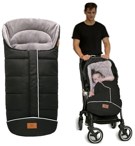 LAT Chancelières Universelle pour Poussettes, Imperméable et Coupe-vent Chanceliere Poussette Hiver pour Poussette, Landau, Buggy (A, Noir)