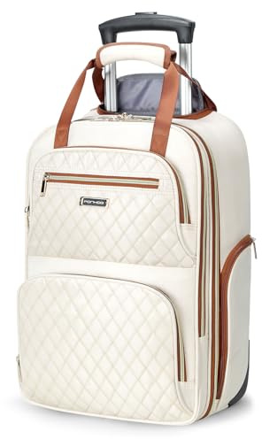 Ryggsäck med Rullande Hju för Kvinn, 15.6 Tums Laptopväska med Hjul, Reseryggsäck med Hjul för Affärer för Resor Affärer studentresor, Beige