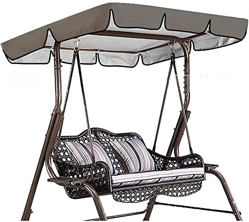 Replacement Canopy, 2/3 Seater,Canopy for Swing Seat 210D Waterproof+Sun Shade,Garden Swing Chair Canopy Top Cover for Outdoor (Color : Brown,Size :