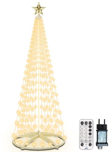 310 LED Weihnachtsbaum, Warmweißes 12 Modi Tannenbaum Lichterbaum Weihnachtsdeko mit Fernsteuerung, Timer & Helligkeitseinstellung Weihnachtsbaum Metall Kegelform für Garten Party Deko Aussen