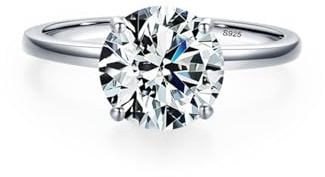 Skcess förlovningsring damer 925 sterlingsilver, fidgetring damer vit zirkonia ring enkla fyruddiga solitärringar, 52 (16.6), Kubisk zirkonia