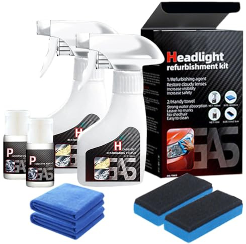 180ml Scheinwerfer Aufbereitung Set, 2025 Neu Auto Scheinwerfer Politur Spray, Autoscheinwerfer Aufbereiter Und Kristallisationsbeschichtungsset, Für Reinigt Und Poliert Vermattete Und Vergilbte (3)
