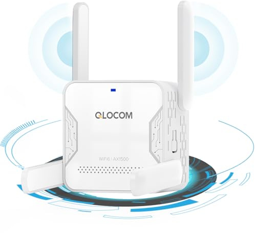 QLOCOM 2026 Neuestes AX1500 WLAN Verstärker, WiFi 6 WLAN Repeater, 5G & 2.4G Dualband Ultraxtender WiFi Verstärker mit Ethernet Port, kompatibel zu Allen WLAN Geräten