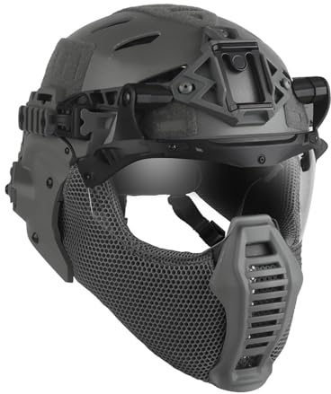 LZAQHMT Casco Tattico Militare Softair, Set Completo Attrezzatura - Maschera Integrale Rete D'acciaio, Equipaggiamento Protettivo Per Caccia Paintball All'aperto Per Uomo, Halloween Cosplay(WG)