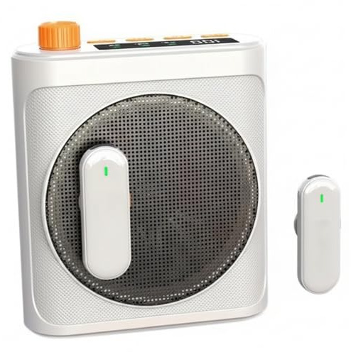 Amplificador de Voz para Profesores, Amplificador de Voz Inalámbrico con Micrófonos Duales, Sonido Portátil para Profesores y Aulas - Blanco