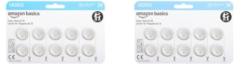 Amazon Basics Lot de 20 Piles Bouton CR2032 au Lithium, 3 V, Puissance Longue durée, sans Mercure