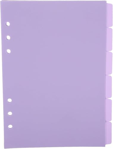 Divisori per raccoglitori in plastica, 8 pezzi, viola, per raccoglitori a 6 anelli, formato A5, con linguette inseribili, divisori per indici, accessori per blocco note