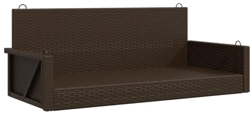 Generico Schaukelbank aus Polyrattan, braun, 119 x 56 x 48 cm, Hängebank mit Befestigungsringen und Stahlrahmen