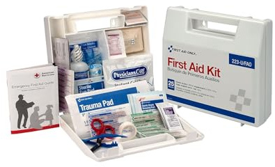 First Aid Only 223-U OSHA-Compliant First Aid Kit, All-Purpose 25-Person Emergency First Aid Kit for Business, Worksite, Home, and Vehicle, 106 Pieces