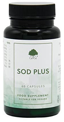 SOD Plus (Superoxide Dismutase) Capsules 275mg - Antioxidant Blend with NAC, L-glutathione, Zinc, Manganese and Copper - 60 Vegan Capsules - Non GMO, Made in The UK by G&G Vitamins