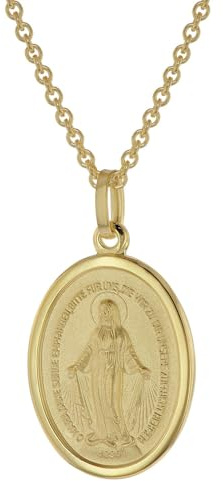 trendor Milagrosa Anhänger 333 Gold 18 mm + vergoldete Silberkette 39038 | zauberhafter Halsschmuck für Damen, Abbild der Mutter Jesu, Echtgold Anhänger,