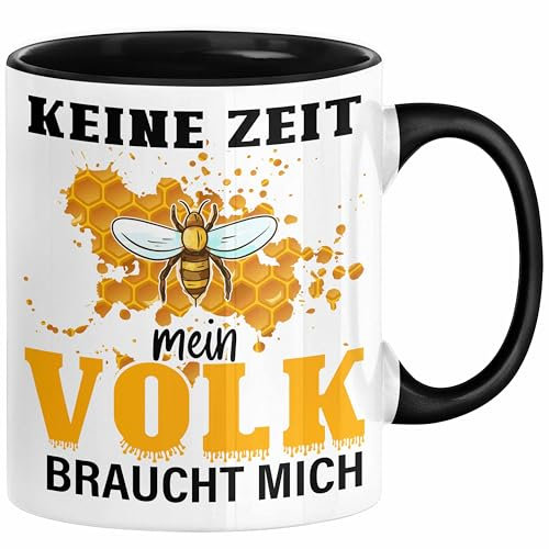 Trendation - Keine Zeit Mein Volk Braucht Mich Tasse Geschenk Bienen Honig Imker Imkeri Geschenkidee Bienenzüchter (Schwarz)