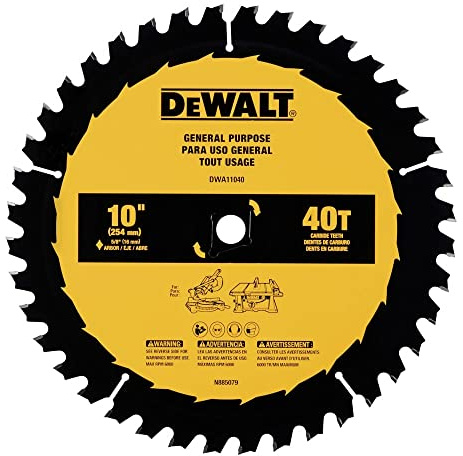 DEWALT Table Saw Blade, 10, 40 Tooth, with Fine Finish, Ultra Sharp Carbide (DWA11040)