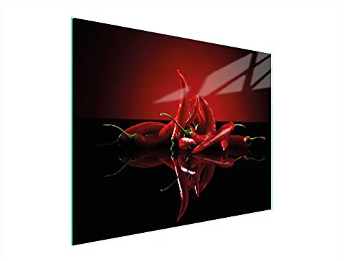 DarHaus Herdabdeckplatte 52x40 cm 1-teilig Ceranfeldabdeckung Induktion Herdschutz Spritzschutz Glasplatte Deko Schneidebrett aus Gehärtetem Glas, Chilli Rot