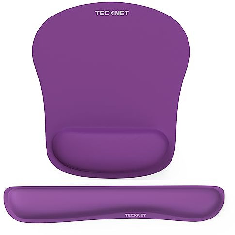 TECKNET Mauspad mit Handauflage, Gelkissen Mousepad und Ergonomische Memory Foam Tastatur Handgelenkauflage Set, Wasserdicht Mausunterlage für Computer und Laptop, Lila