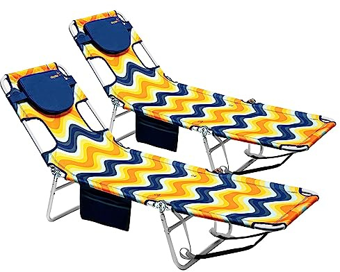 daystar SunnyFeel Beach Lounge Chair, Backpack Reclining Beach Chairs Lay Flat, Face Down Tanning Chair, Folding Camping Chairs Portable Camp Cot with Backpack Straps for Outdoor/Picnic/Lawn