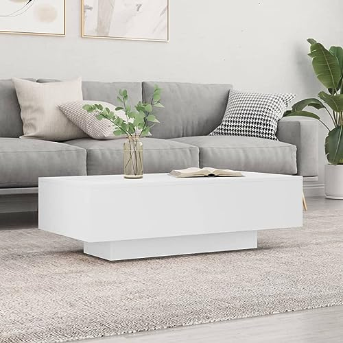 Tidyard Table Basse Table de Salon Bout de Canapé Style Moderne Décor Intérieur Blanc 100x49,5x31 cm Bois d'ingénierie
