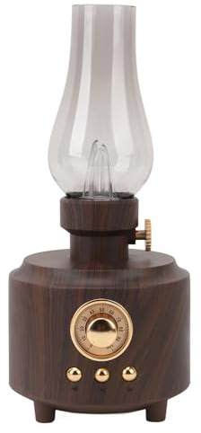 Lampada da Tavolo Vintage con Altoparlante Bluetooth, Supporto per Altoparlante Wireless, Scheda di Memoria USB, Ingresso AUX, Lampada a Olio a LED Senza Fiamma, Lampada da