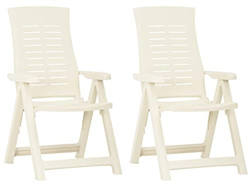 LAPOOH Verstellbare Gartenstühle 2 STK. Gartenmöbel, Balkonstühle, Hochlehner, Balkonmöbel, Bistrostuhl, Garten Stühle, Sit Möbel, Armlehnenstuhl, Kunststoff Weiß
