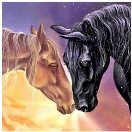 DCIDBEI 30x30CM||DCIDBE 5D Diamond Painting Pferd für Mädchen, Runde Diamant Malerei Sonnenuntergang, DIY Kristallhandwerk, Innenwanddekoration für zu Hause, Geschenk für Familie/Hochzeit/Geburtstag