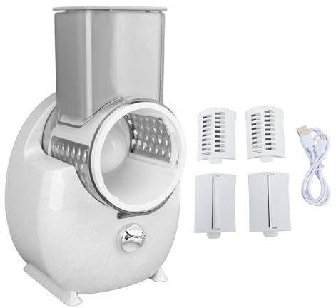 Râpe à fromage électrique, trancheuses de légumes électriques trancheuses de pommes de terre hachoir multifonctionnel trancheuses électriques de légumes déchiqueteuse pour légumes (White)