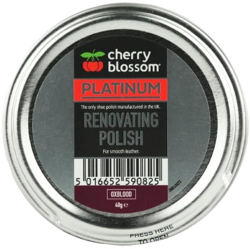 DTD QUALITY MATTERS Cherry Blossom Footwear Renovating Polish, Leather Shoe Care, Restores Faded Leather, High Shine Finish, 40g, Available in Black, Brown, Navy, Oxblood, Gray, White, Red, Oxblood