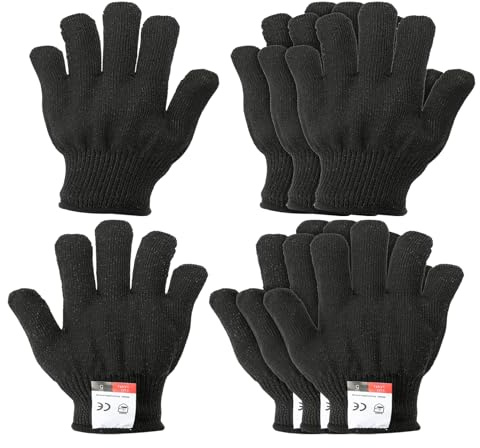 PATIKIL Cut Resistant Gloves, XX-Small, Black, 4 Pair | Level 5 Protection, Anti Cutting Gloves, for Kitchen Wood Carving Working