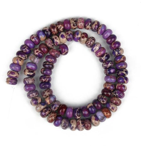 8 mm Rondell-Perlen aus Naturstein, Turmalin, Angelit, Tigerauge, flache Abakus-Perlen zur Schmuckherstellung, DIY-Armband-Imperialjaspis_a, 8 mm, ca. 72 Stück