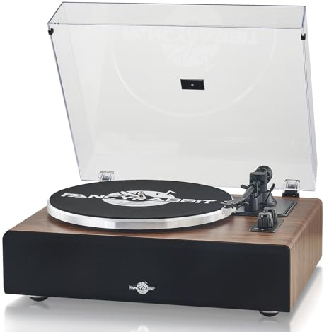 FancyRabbit Vinyl Record Player with Speakers,High Fidelity Turntables for Vinyl Records with Magnetic Cartridge AT-3600L,Bluetooth Playback Built-in Phono Preamp,Belt Drive 2-Speed