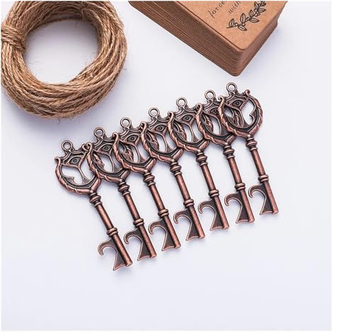 ZHOUXYFDC Abrebotellas con Llave 50 Uds. De Suministros, Llavero con Forma de Ojo de Ángel, abridor de Botellas, decoración Creativa for Hotel, Colgante de Cerveza, Llavero(Ancient Red Copper)