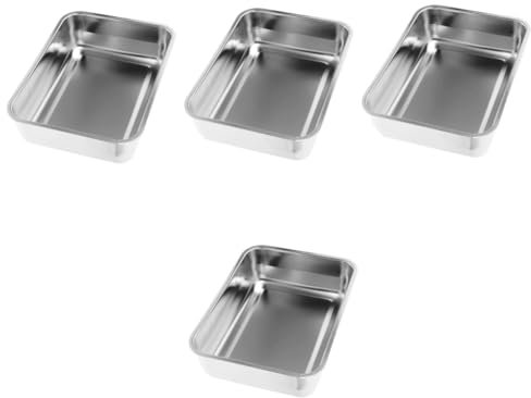 Cabilock 4 Piezas Utensilios Para Hornear Sartenes Bandejas Para Servir Comida Cacerolas De Cocina Platos Para Asar Bandejas Para Asar Para Cocinar Silver Acero Inoxidable 304