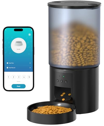 Distributeur Automatique de Nourriture pour Chats Chiens Wi-FI : Distributeur de croquettes pour Animaux domestiques avec 10S Enregistrement - Mangeoire Automatique pour Nourriture Distributeur