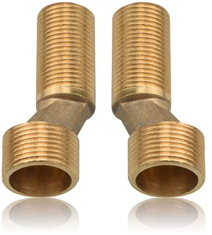 2 adaptadores S para grifo de ducha, 3/4 pulgadas a 1/2 pulgadas, rosca exterior de latón, adaptador de conector S, desplazamiento de 8 mm de longitud 75 mm, brazo giratorio ajustable, pieza de