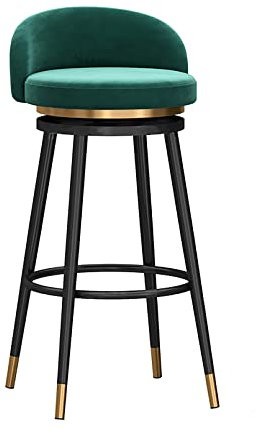 Farmhouse Barhocker für Küche, Frühstück, 3 Stück, Thekenhöhe, Drehhocker mit samtgepolstertem Sitz und 360° drehbarem Design, blau/grün, 75 cm Höhe